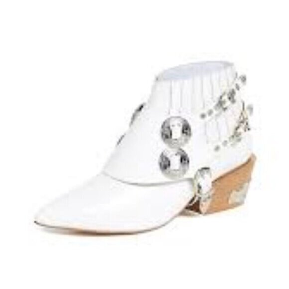 Toga Pulla White Harness Ankle Boots Western 37 - Picture 2 of 16